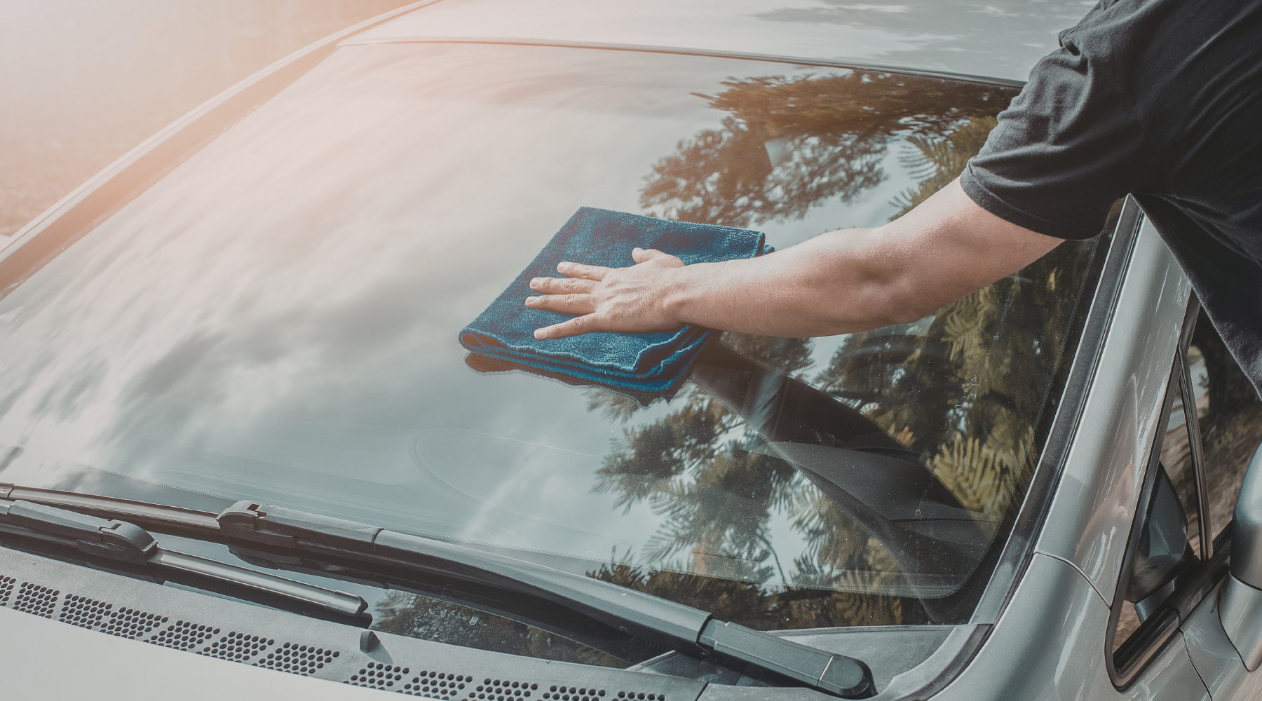 Cleaning a car windshield