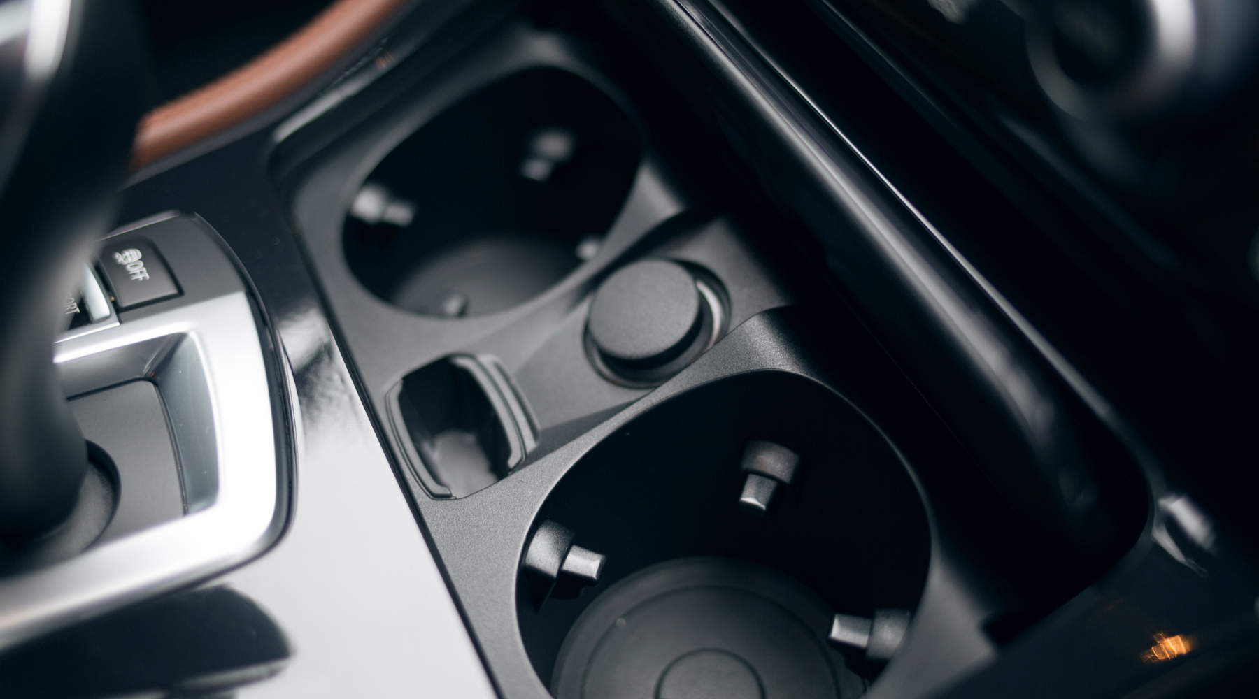 Closeup of car cup holders