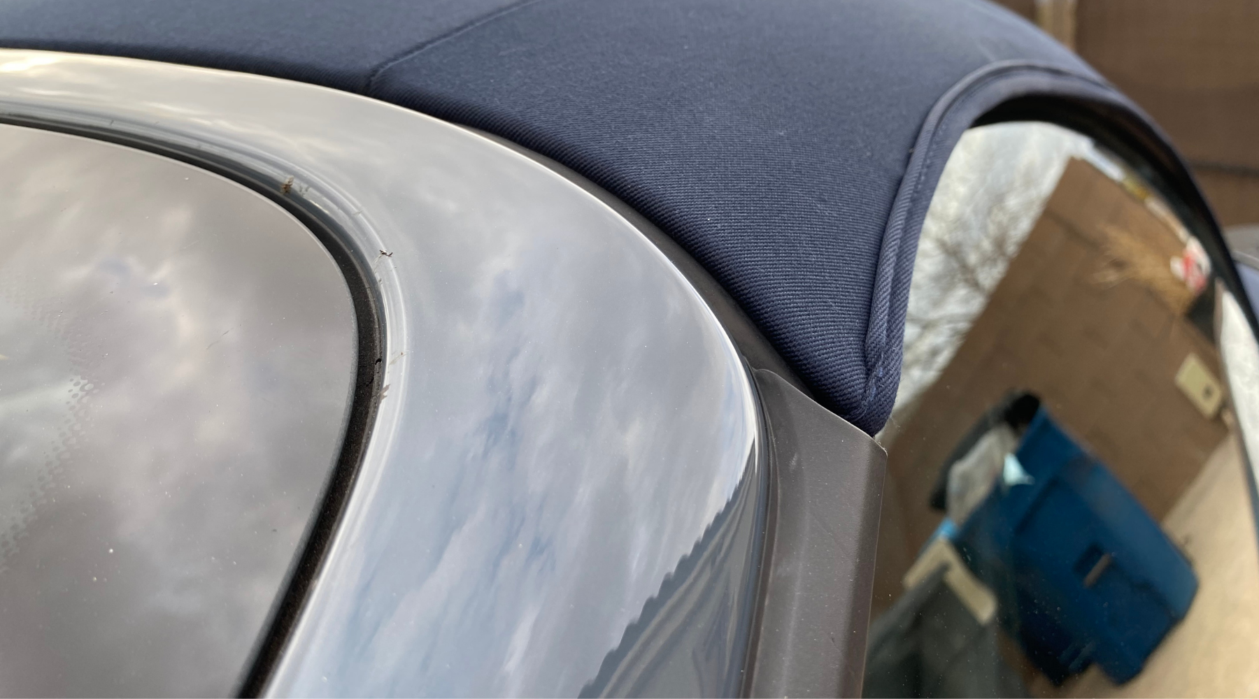 Closeup of soft top convertible